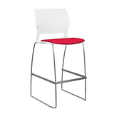 SitOnIt Orbix Wire Rod Stool w/ Upholstered Seat, Armless Stools SitOnIt Frame Color Chrome Plastic Color Arctic Fabric Color Fire