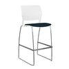 SitOnIt Orbix Wire Rod Stool w/ Upholstered Seat, Armless Stools SitOnIt Frame Color Chrome Plastic Color Arctic Fabric Color Navy
