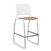 SitOnIt Orbix Wire Rod Stool w/ Upholstered Seat, Armless Stools SitOnIt Frame Color Chrome Plastic Color Arctic Fabric Color Nutmeg