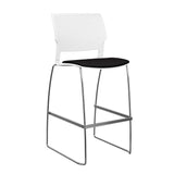 SitOnIt Orbix Wire Rod Stool w/ Upholstered Seat, Armless Stools SitOnIt Frame Color Chrome Plastic Color Arctic Fabric Color Peppercorn