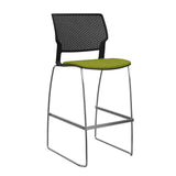 SitOnIt Orbix Wire Rod Stool w/ Upholstered Seat, Armless Stools SitOnIt Frame Color Chrome Plastic Color Black Fabric Color Apple