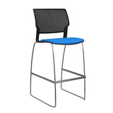 SitOnIt Orbix Wire Rod Stool w/ Upholstered Seat, Armless Stools SitOnIt Frame Color Chrome Plastic Color Black Fabric Color Electric Blue