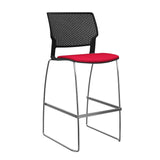 SitOnIt Orbix Wire Rod Stool w/ Upholstered Seat, Armless Stools SitOnIt Frame Color Chrome Plastic Color Black Fabric Color Fire