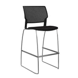 SitOnIt Orbix Wire Rod Stool w/ Upholstered Seat, Armless Stools SitOnIt Frame Color Chrome Plastic Color Black Fabric Color Peppercorn