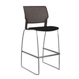 SitOnIt Orbix Wire Rod Stool w/ Upholstered Seat, Armless Stools SitOnIt Frame Color Chrome Plastic Color Chocolate Fabric Color Peppercorn