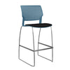 SitOnIt Orbix Wire Rod Stool w/ Upholstered Seat, Armless Stools SitOnIt Frame Color Chrome Plastic Color Lagoon Fabric Color Peppercorn