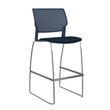 SitOnIt Orbix Wire Rod Stool w/ Upholstered Seat, Armless Stools SitOnIt Frame Color Chrome Plastic Color Navy Fabric Color Navy