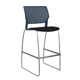 SitOnIt Orbix Wire Rod Stool w/ Upholstered Seat, Armless Stools SitOnIt Frame Color Chrome Plastic Color Navy Fabric Color Peppercorn
