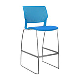 SitOnIt Orbix Wire Rod Stool w/ Upholstered Seat, Armless Stools SitOnIt Frame Color Chrome Plastic Color Pacific Fabric Color Electric Blue