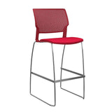 SitOnIt Orbix Wire Rod Stool w/ Upholstered Seat, Armless Stools SitOnIt Frame Color Chrome Plastic Color Red Fabric Color Fire