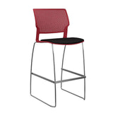 SitOnIt Orbix Wire Rod Stool w/ Upholstered Seat, Armless Stools SitOnIt Frame Color Chrome Plastic Color Red Fabric Color Peppercorn