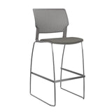 SitOnIt Orbix Wire Rod Stool w/ Upholstered Seat, Armless Stools SitOnIt Frame Color Chrome Plastic Color Slate Fabric Color Caraway
