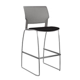 SitOnIt Orbix Wire Rod Stool w/ Upholstered Seat, Armless Stools SitOnIt Frame Color Chrome Plastic Color Slate Fabric Color Peppercorn