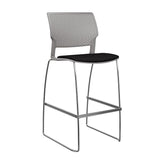 SitOnIt Orbix Wire Rod Stool w/ Upholstered Seat, Armless Stools SitOnIt Frame Color Chrome Plastic Color Sterling Fabric Color Peppercorn