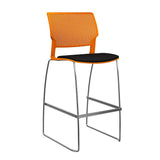 SitOnIt Orbix Wire Rod Stool w/ Upholstered Seat, Armless Stools SitOnIt Frame Color Chrome Plastic Color Tangerine Fabric Color Peppercorn