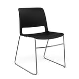 SitOnIt Sprout Wire Rod Chair | High Density Stacking, Armless Guest Chair, Cafe Chair SitOnIt Frame Color Chrome Plastic Color Black 