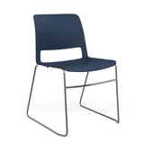 SitOnIt Sprout Wire Rod Chair | High Density Stacking, Armless Guest Chair, Cafe Chair SitOnIt Frame Color Chrome Plastic Color Navy 