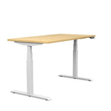 SitOnIt Switchback Height Adjustable Table | 2 leg, 3 Stage Table Base Height Adjustable Table SitOnIt Laminate Color Cabinet Maple Frame Color White 