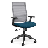 SitOnIt Wit Highback Desk Chair | Home Office Edition | Meshback Home Office SitOnIt Frame Color Black Mesh Color Fog Striped Fabric Color Deep Sea
