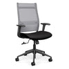 SitOnIt Wit Highback Desk Chair | Home Office Edition | Meshback Home Office SitOnIt Frame Color Black Mesh Color Fog Striped Fabric Color Licorice