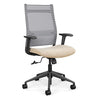 SitOnIt Wit Highback Desk Chair | Home Office Edition | Meshback Home Office SitOnIt Frame Color Black Mesh Color Fog Striped Fabric Color Sandstorm