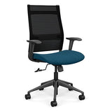 SitOnIt Wit Highback Desk Chair | Home Office Edition | Meshback Home Office SitOnIt Frame Color Black Mesh Color Onyx Striped Fabric Color Deep Sea