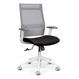 SitOnIt Wit Highback Desk Chair | Home Office Edition | Meshback Home Office SitOnIt Frame Color White Mesh Color Fog Striped Fabric Color Licorice
