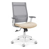 SitOnIt Wit Highback Desk Chair | Home Office Edition | Meshback Home Office SitOnIt Frame Color White Mesh Color Fog Striped Fabric Color Sandstorm