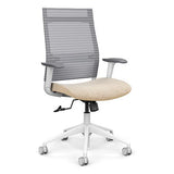 SitOnIt Wit Highback Desk Chair | Home Office Edition | Meshback Home Office SitOnIt Frame Color White Mesh Color Fog Striped Fabric Color Sandstorm