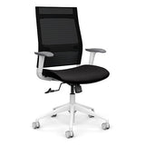 SitOnIt Wit Highback Desk Chair | Home Office Edition | Meshback Home Office SitOnIt Frame Color White Mesh Color Onyx Striped Fabric Color Licorice