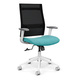 SitOnIt Wit Highback Desk Chair | Home Office Edition | Meshback Home Office SitOnIt Frame Color White Mesh Color Onyx Striped Fabric Color Mainstream