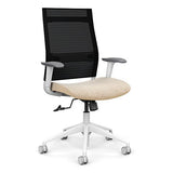 SitOnIt Wit Highback Desk Chair | Home Office Edition | Meshback Home Office SitOnIt Frame Color White Mesh Color Onyx Striped Fabric Color Sandstorm