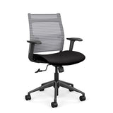 SitOnIt Wit Midback Desk Chair | Home Office Edition | Meshback Home Office SitOnIt Frame Color Black Mesh Color Fog Striped Fabric Color Licorice