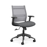SitOnIt Wit Midback Desk Chair | Home Office Edition | Meshback Home Office SitOnIt Frame Color Black Mesh Color Fog Striped Fabric Color Milestone