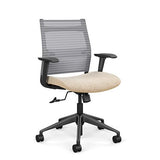 SitOnIt Wit Midback Desk Chair | Home Office Edition | Meshback Home Office SitOnIt Frame Color Black Mesh Color Fog Striped Fabric Color Sandstorm