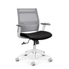 SitOnIt Wit Midback Desk Chair | Home Office Edition | Meshback Home Office SitOnIt Frame Color White Mesh Color Fog Striped Fabric Color Licorice