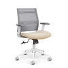 SitOnIt Wit Midback Desk Chair | Home Office Edition | Meshback Home Office SitOnIt Frame Color White Mesh Color Fog Striped Fabric Color Sandstorm