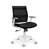 SitOnIt Wit Midback Desk Chair | Home Office Edition | Meshback Home Office SitOnIt Frame Color White Mesh Color Onyx Striped Fabric Color Licorice