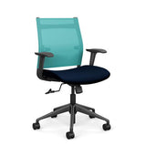 Wit Midback Office Chair Office Chair SitOnIt Aqua Mesh Fabric Color Navy 