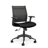 Wit Midback Office Chair Office Chair SitOnIt Nickel Mesh Fabric Color Licorice 