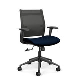Wit Midback Office Chair Office Chair SitOnIt Nickel Mesh Fabric Color Navy 